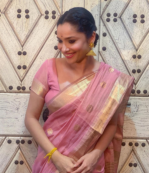 In pics: Ankita Lokhande stuns in traditional pink saree