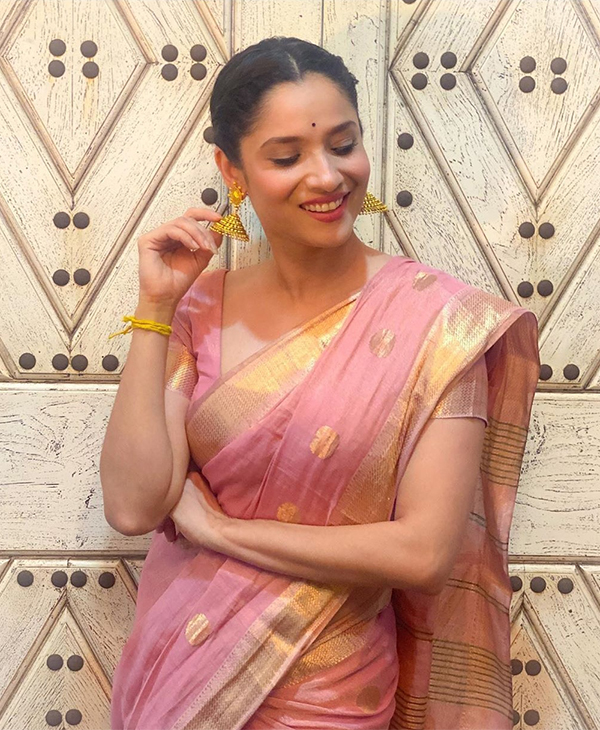 In pics: Ankita Lokhande stuns in traditional pink saree