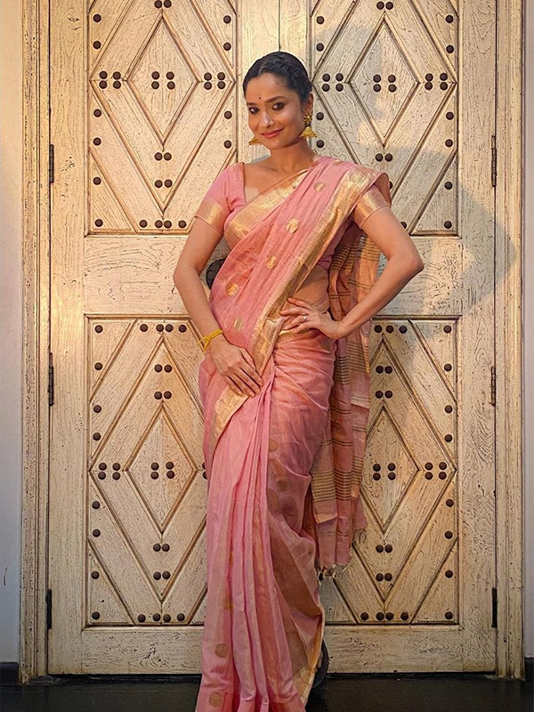 In pics: Ankita Lokhande stuns in traditional pink saree