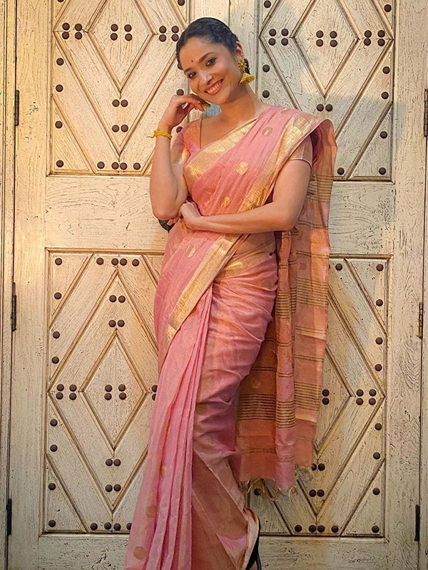 In pics: Ankita Lokhande stuns in traditional pink saree