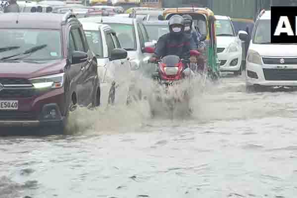 IN PICS | Heavy rainfall lashes Delhi as IMD issues orange alert, waterlogged streets seen across NCR