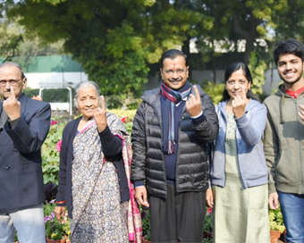 Delhi Election: Arvind Kejriwal casts vote, hopes for a hat-trick 