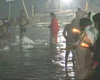 Thousands take holy dip at Kumbh on 