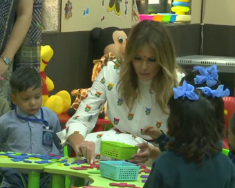 US First Lady Melania Trump at Delhi school