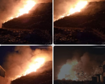 Massive fire breaks out at Bhalswa landfill site in Delhi