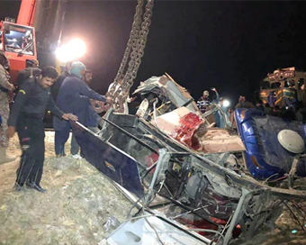 Bus-train collision in Sindh province of Pakistan
