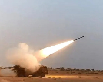 DRDO successfully tests multi barrel rocket launcher system Pinaka at Pokhran range of Rajasthan