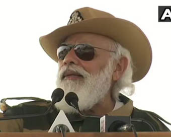 PM Modi addressing the armed forces in Rajasthan
