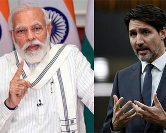 PM Modi (left) - Justin Trudeau (right)