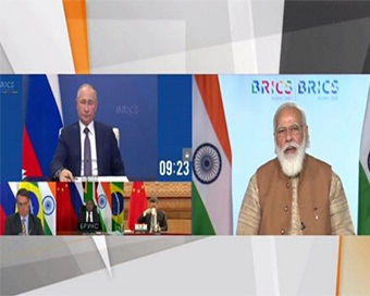 PM Modi during BRICS virtual summit