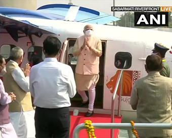 PM Modi flags off seaplane service between Statue of Unity and Sabarmati Riverfront, takes maiden flight