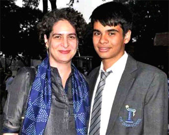 Priyanka Gandhi with son Raihaan (file photo)