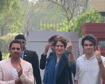 Delhi polls: Priyanka, Robert, son cast votes