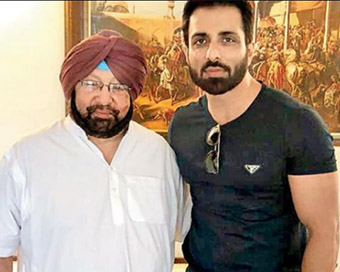 Punjab Chief Minister Amarinder with Actor Sonu Sood