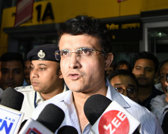 Kolkata: Former India skipper Sourav Ganguly arrives at Netaji Subhas Chandra Bose International Airport (NSCBI) in Kolkata on Oct 15, 2019. (Photo: IANS)