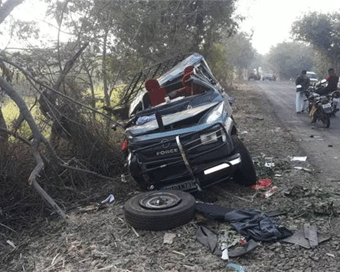 Visual of the wrestlers’ SUV after the accident 