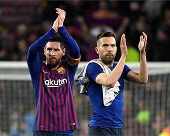 Lionel Messi and Jordi Alba (file pic)
