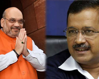 Amit Shah and Arvind Kejriwal (file photo)