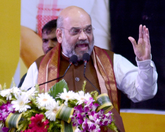  Kolkata: Union Home Minister Amit Shah addresses during a public-awakening programme on NRC in Kolkata, on Oct 1, 2019. (Photo: IANS)