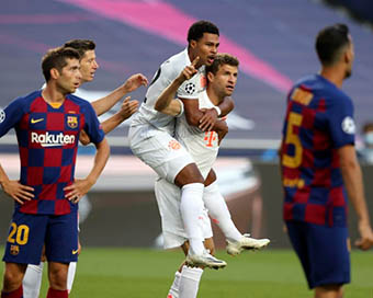 Thomas Muller celebrates after scoring a goal