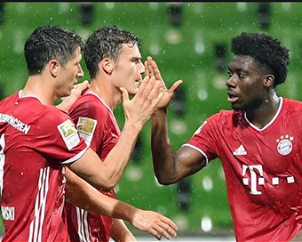 Bayern Munich teammates celebrating