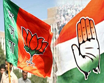 BJP and Congress party flags (file photo)