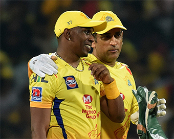 Dwayne Bravo and MS Dhoni