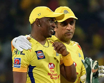 Dwayne Bravo with MS Dhoni (file photo)