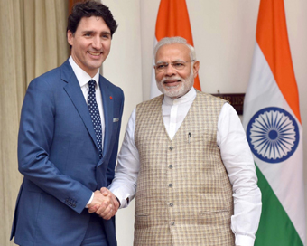 New Delhi: Prime Minister Narendra Modi with Canadian Prime Minister Justin Trudeau (file photo)