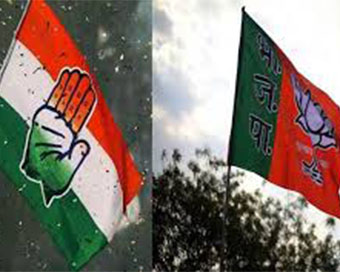 Congress and BJP flags