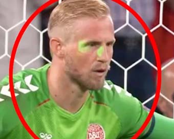 Euro 2020: Calls for ban on fan who tried to distract Denmark goalkeeper with laser beam