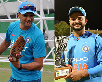 Rahul Dravid (right), Suresh Raina (left)