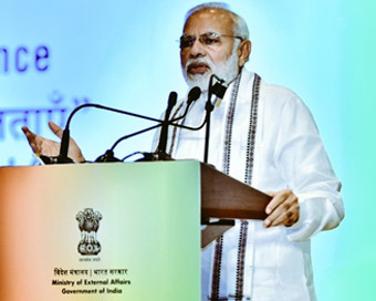 New Delhi: Prime Minister Narendra Modi addresses at the 9th Heads of Mission Conference on 