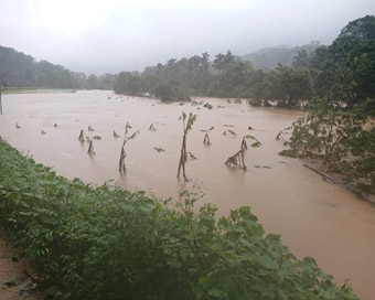 Kodagu: A view of the flood-hit Kodagu district of Karnataka on Aug 20, 2018. About 4,320 marooned people have been rescued till Monday morning in flood-hit Kodagu district in Karnataka as the rescue work entered its final stage in search of nearly 5