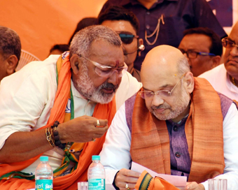 Union Minister Giriraj Singh and BJP President Amit Shah (file photo)