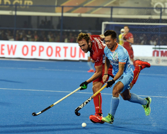 Bhubaneswar: Players in action during a pool-C match of Men