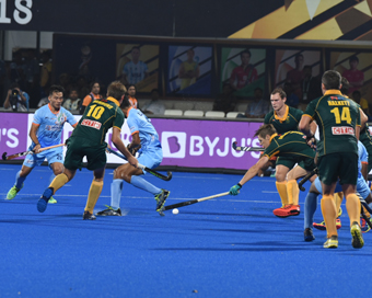 Bhubaneswar: Players in action during a group stage match of Men