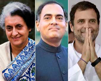 Indira, Rajiv, Rahul (file photo)