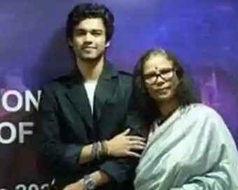 Sutapa Sikdar with her son at IFFI 2021
