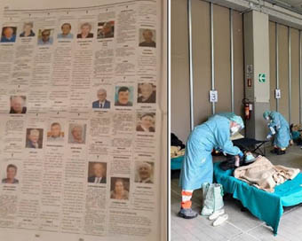 Italian newspaper prints 10 pages of obituaries