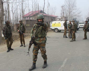 Srinagar: Security personnel after an 18-hour-long gun battle with militants that ended in Mujgund area on the outskirts of Srinagar on Dec 9, 2018. A Pakistani commander of the Lashkar-e-Taiba (LeT) terror outfit and two Kashmiri militants were kill