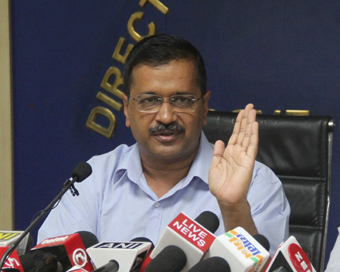 New Delhi: Delhi Chief Minister Arvind Kejriwal addresses a press conference in New Delhi on Sep 25, 2019. (Photo: IANS)