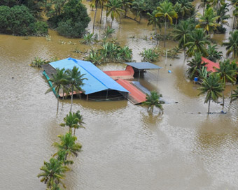 Kochi: A view of the flood affected areas, in Kochi on Sunday.