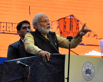 Kolkata: Prime Minister Narendra Modi addresses during the 150th anniversary celebrations of Kolkata Port Trust, in Kolkata on Jan 12, 2020. (Photo: Kuntal Chakrabarty/IANS)