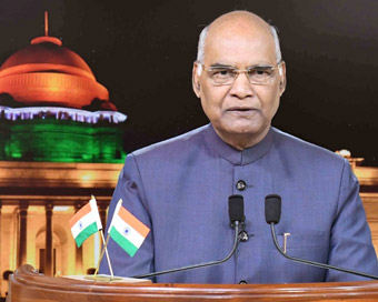 New Delhi: President Ram Nath Kovind addresses the nation on the eve of Independence Day at Rashtrapati Bhavan, in New Delhi.