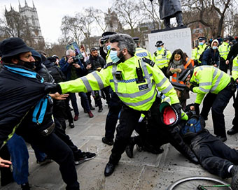 Over 100 nabbed, 10 officers injured in London protests