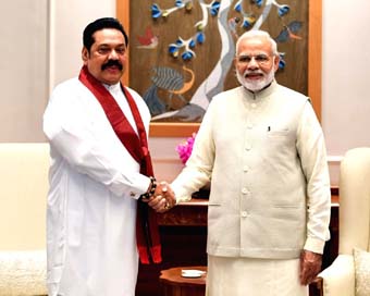 Sri Lankan PM Mahinda Rajapaksa with PM Narendra Modi