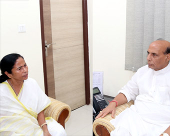 New Delhi: Chief Minister of West Bengal Mamata Banerjee calls on Union Home Minister Rajnath Singh, in New Delhi.