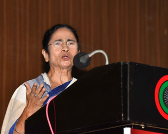 New Delhi: West Bengal Chief Minister Mamata Banerjee addresses during a conference on "Love Your Neighbour", in New Delhi.