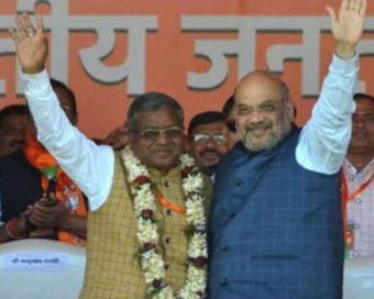 Babulal Marandi with Amit Shah